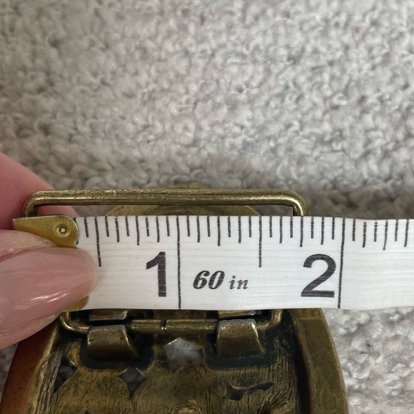 Western Brass (?) Floral Rhinestone Open Work Cowgirl Vintage 90s Belt Buckle - Picture 8 of 8